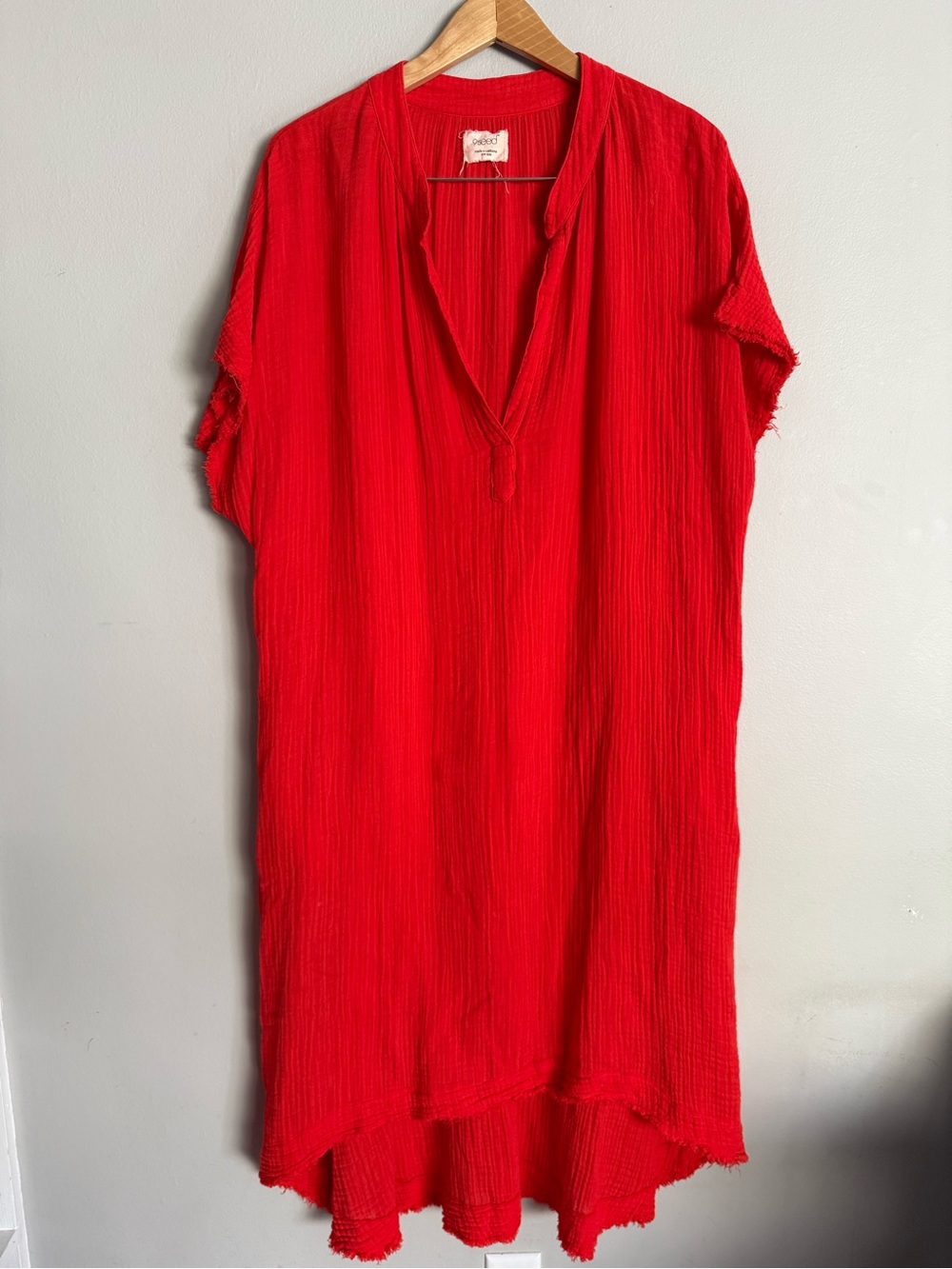 9seed Coverup Dress Women’s One Size Bright Red Textured Tunic Dress